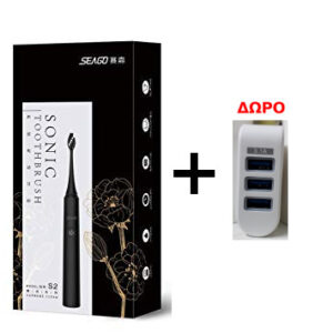 SEAGO SG-972 SONIC Επαναφορτιζόμενη Οδοντόβουρτσα - ΜΑΥΡΗ (ΔΩΡΟ: ΦΟΡΤΙΣΤΗΣ 3 USB Ports)